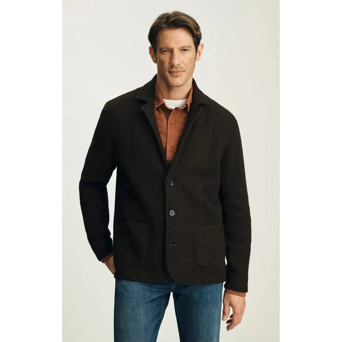 BIRCH SWEATER BLAZER BROWN-MENS SWEATERS & KNITS-34 HERITAGE-JB Evans Fashions & Footwear