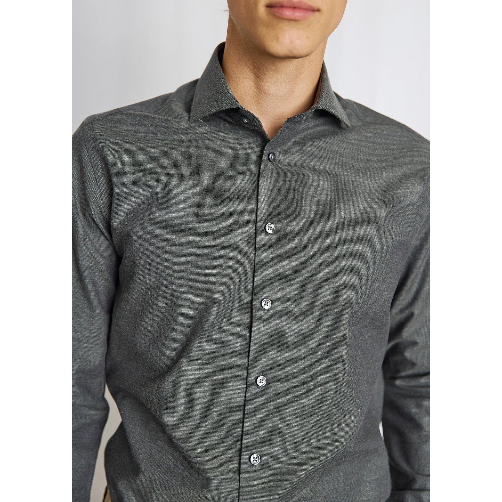 BOBBY MODERN FIT MELANGE COTTON SHIRT-MENS SHIRTS-BRUUN STENGADE-JB Evans Fashions & Footwear