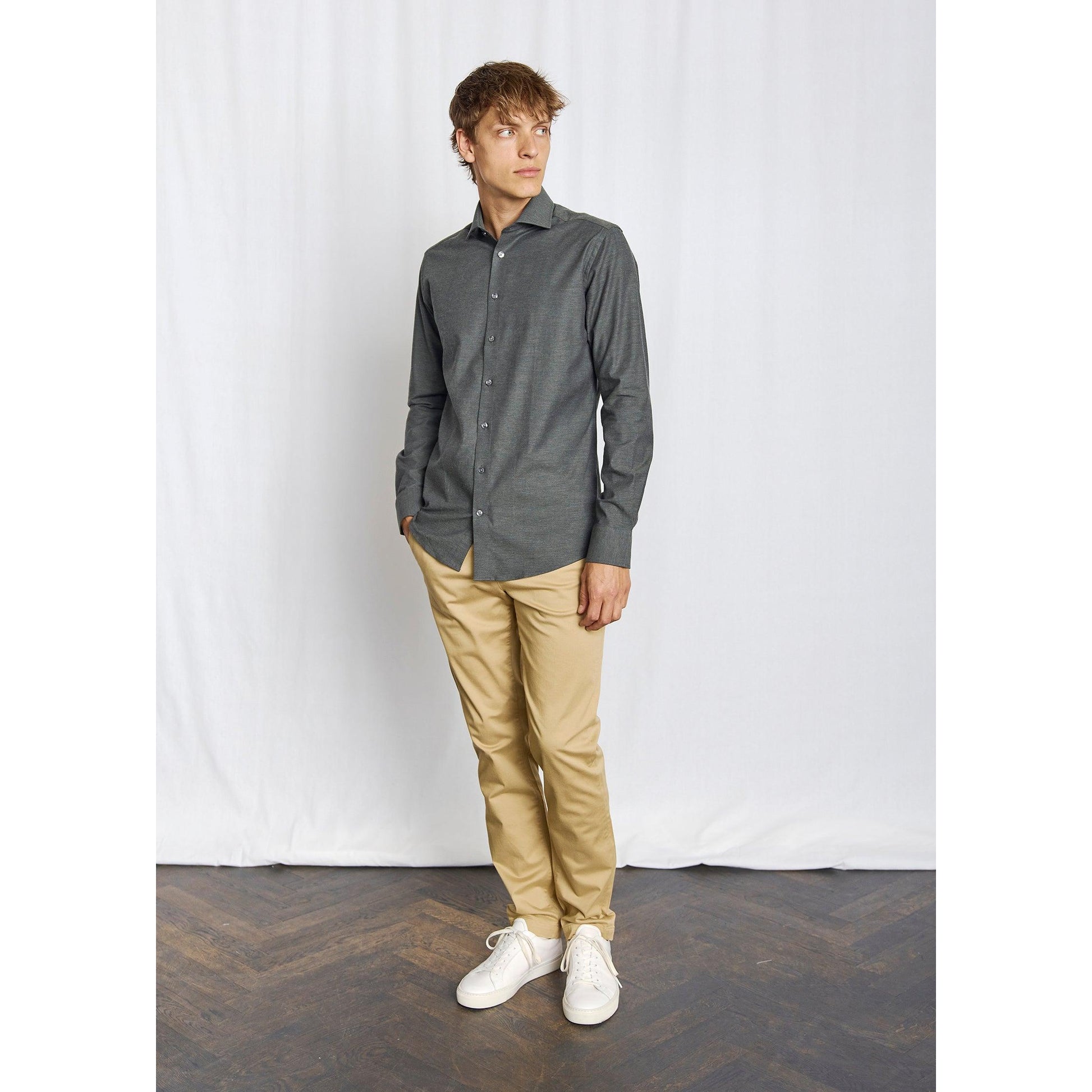 BOBBY MODERN FIT MELANGE COTTON SHIRT-MENS SHIRTS-BRUUN STENGADE-JB Evans Fashions & Footwear