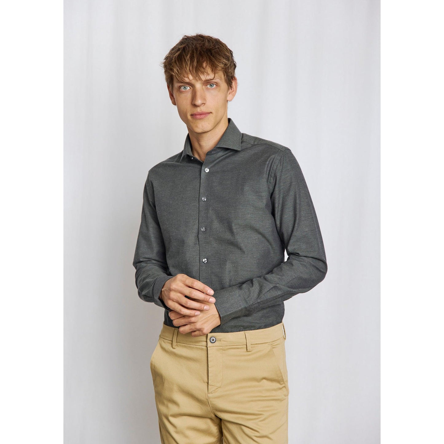 BOBBY MODERN FIT MELANGE COTTON SHIRT-MENS SHIRTS-BRUUN STENGADE-JB Evans Fashions & Footwear
