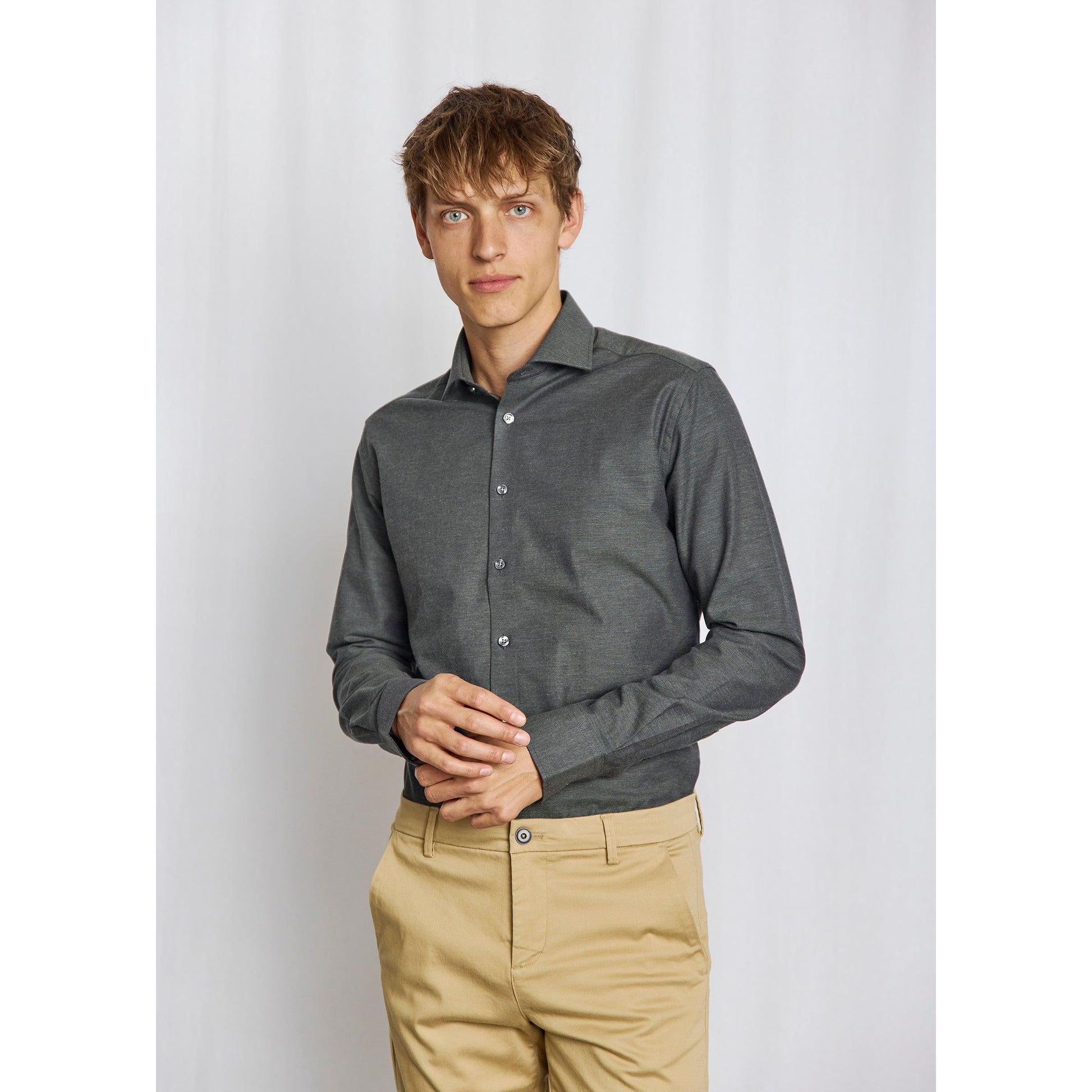 BOBBY MODERN FIT MELANGE COTTON SHIRT-MENS SHIRTS-BRUUN STENGADE-JB Evans Fashions & Footwear