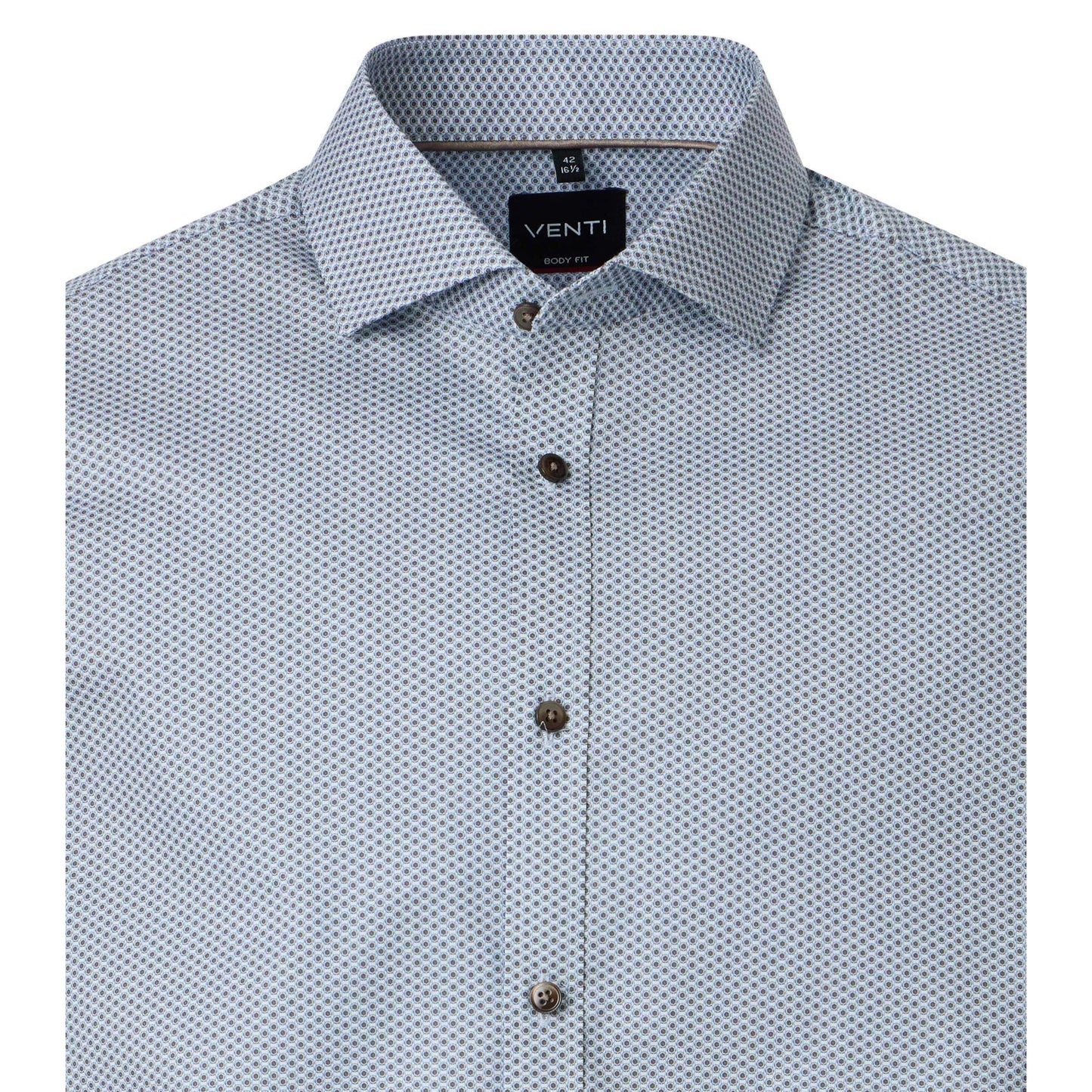 BODY FIT CIRCLE PRINT BRN BUTTON-MENS DRESS SHIRTS-VENTI-JB Evans Fashions & Footwear
