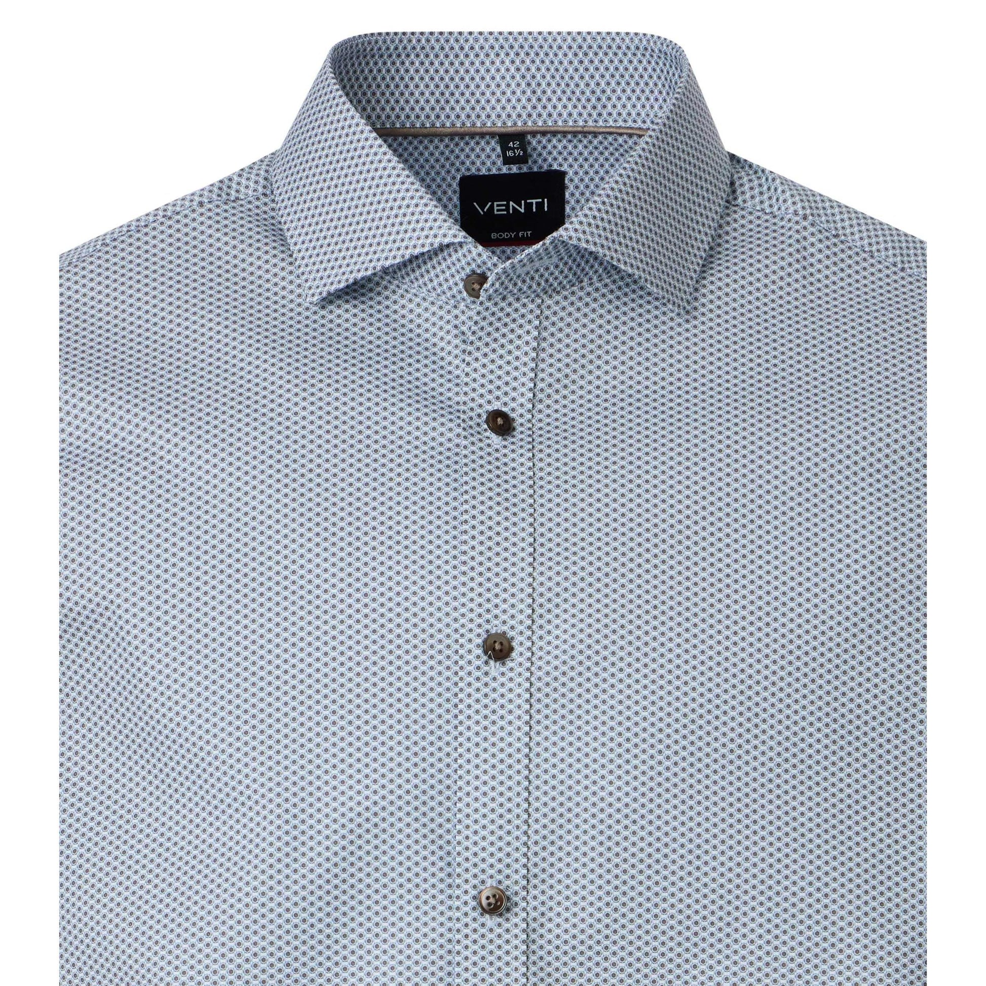 BODY FIT CIRCLE PRINT BRN BUTTON-MENS DRESS SHIRTS-VENTI-JB Evans Fashions & Footwear