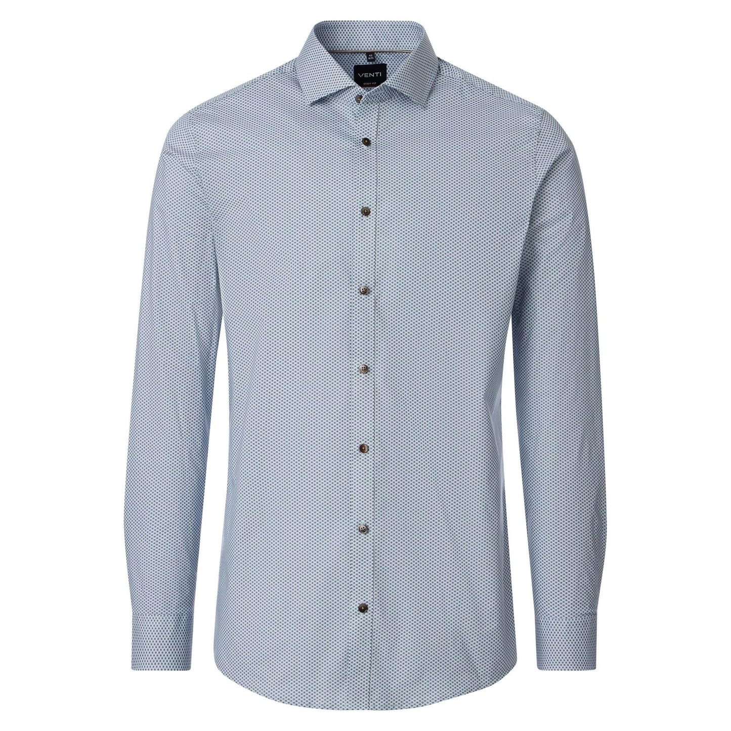 BODY FIT CIRCLE PRINT BRN BUTTON-MENS DRESS SHIRTS-VENTI-JB Evans Fashions & Footwear
