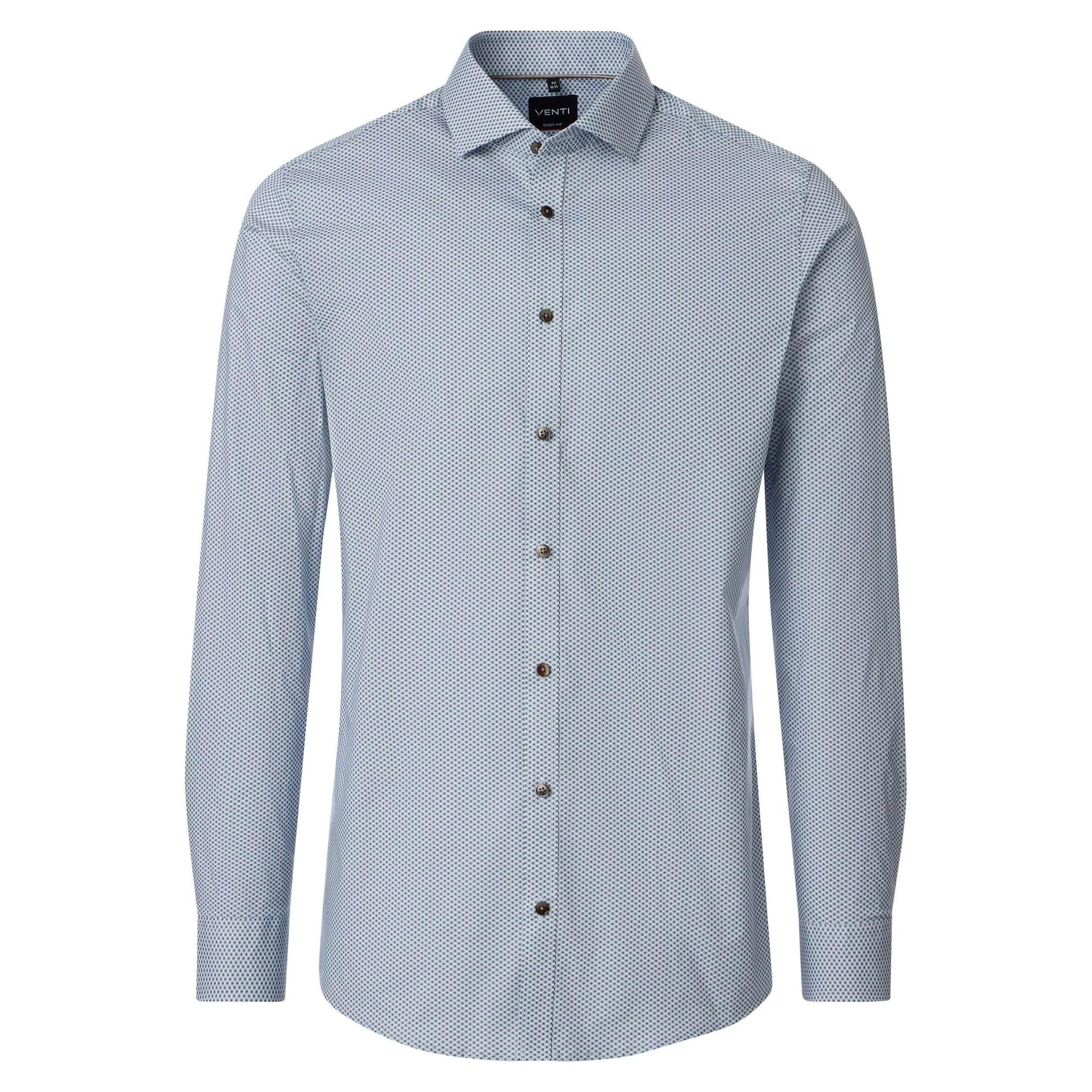 BODY FIT CIRCLE PRINT BRN BUTTON-MENS DRESS SHIRTS-VENTI-JB Evans Fashions & Footwear