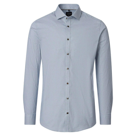 BODY FIT CIRCLE PRINT BRN BUTTON-MENS DRESS SHIRTS-VENTI-JB Evans Fashions & Footwear