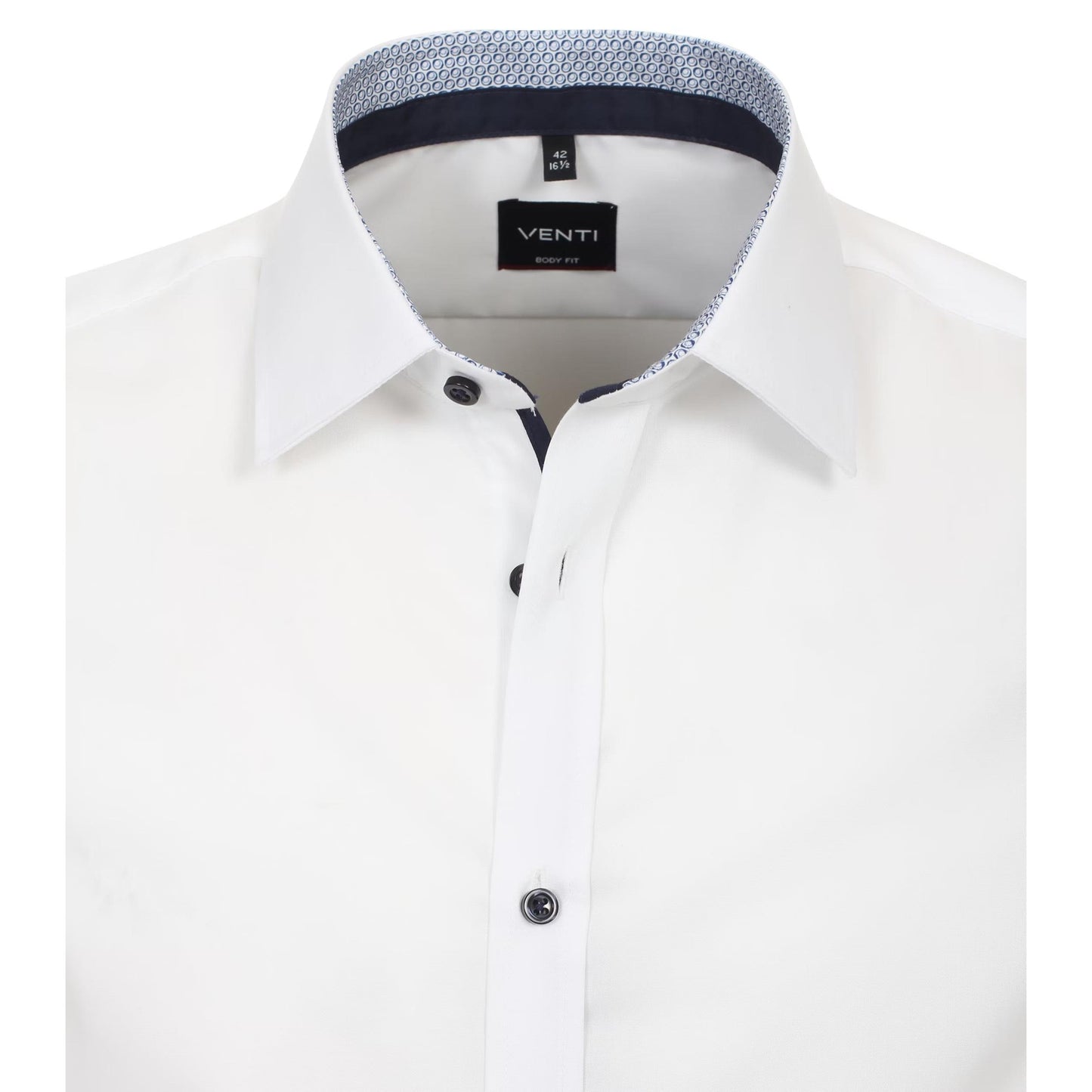 BODY FIT CONTRAST NAVY BUTTON-MENS DRESS SHIRTS-VENTI-JB Evans Fashions & Footwear