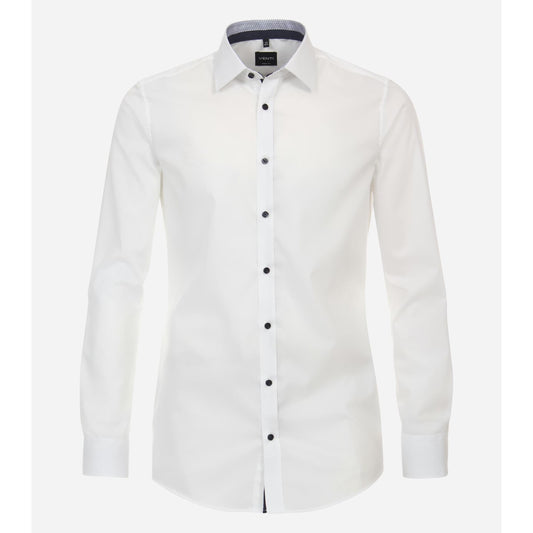 BODY FIT CONTRAST NAVY BUTTON-MENS DRESS SHIRTS-VENTI-JB Evans Fashions & Footwear
