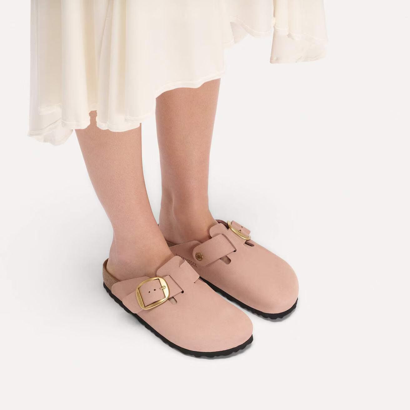 BOSTON BIG BUCKLE SOFT PINK N-LADIES SANDALS-BIRKENSTOCK-JB Evans Fashions & Footwear