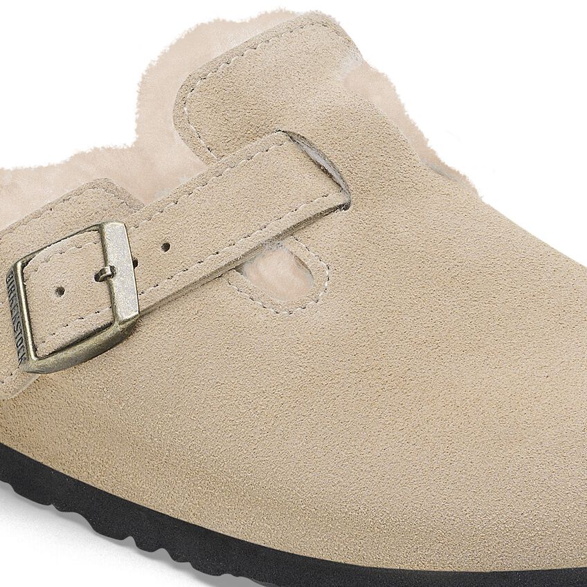 BOSTON SHEARLING SUEDE TAUPE N-LADIES SANDALS-BIRKENSTOCK-JB Evans Fashions & Footwear