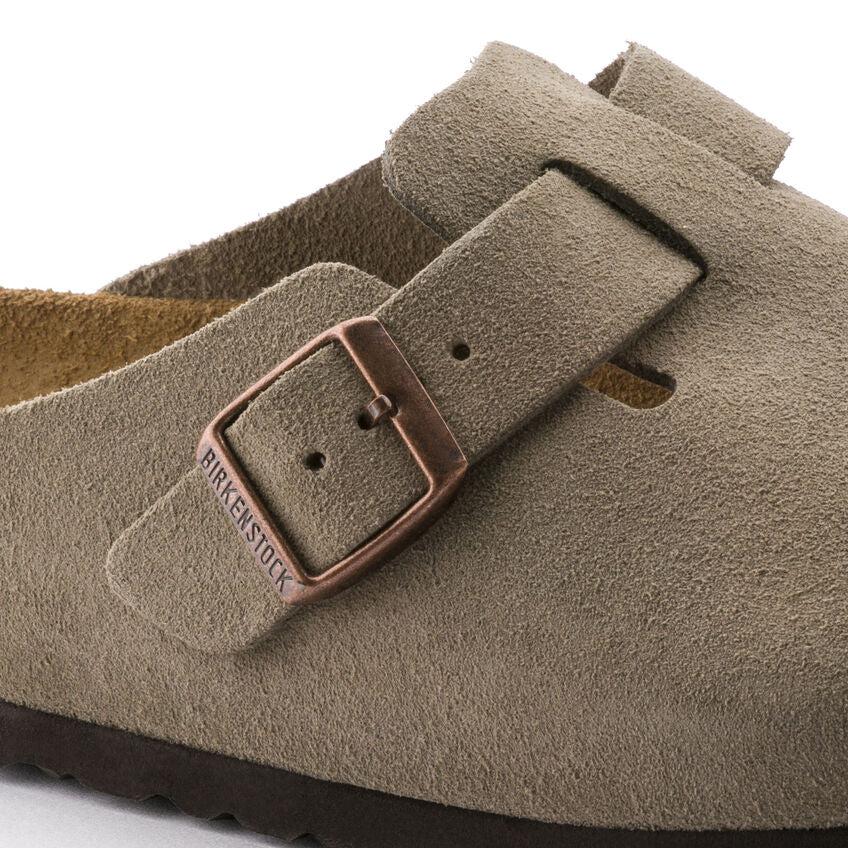 BOSTON SOFT FOOTBED TAUPE SUEDE-SANDALS-BIRKENSTOCK-JB Evans Fashions & Footwear