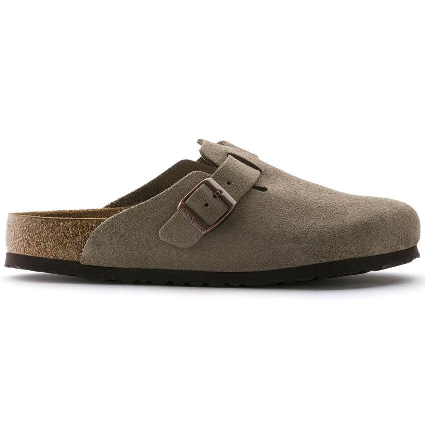 BOSTON SOFT FOOTBED TAUPE SUEDE-SANDALS-BIRKENSTOCK-JB Evans Fashions & Footwear