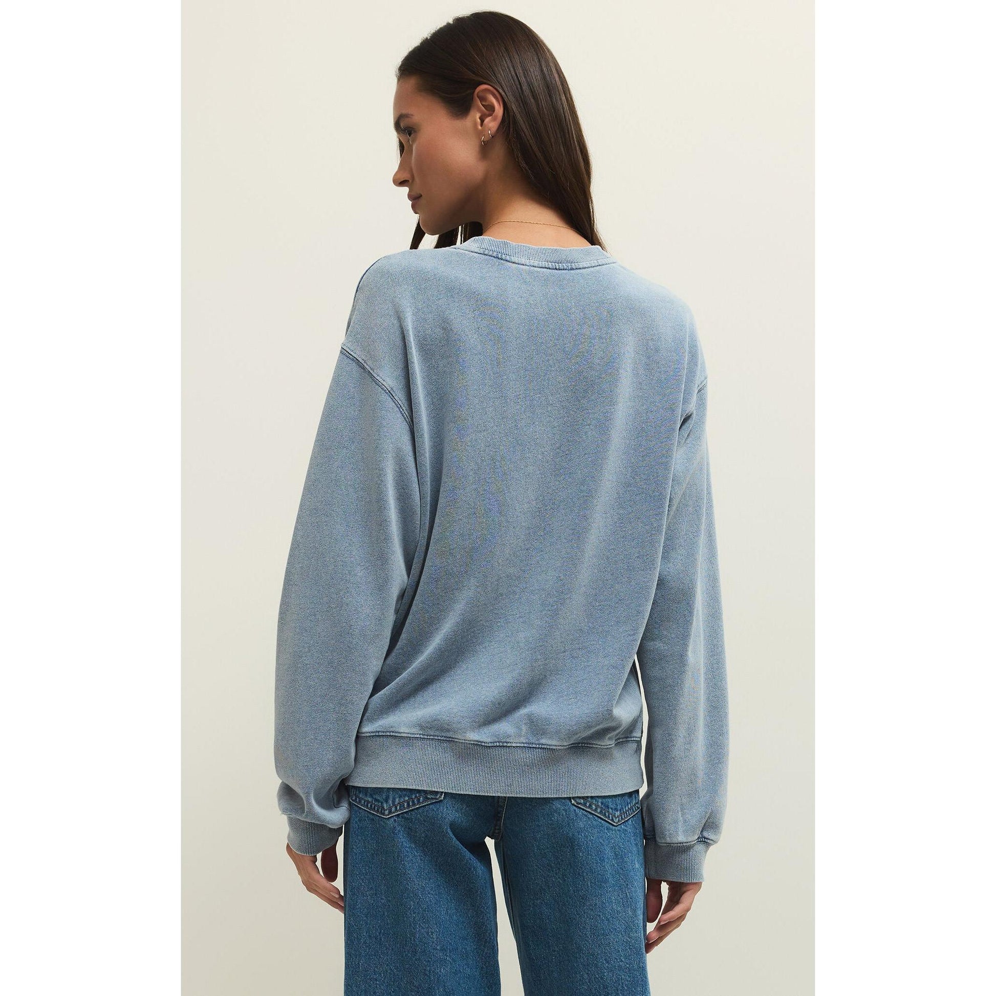 BOYFRIEND DENIM SWEATSHIRT-LADIES LOUNGE & SLEEPWEAR-Z SUPPLY-JB Evans Fashions & Footwear