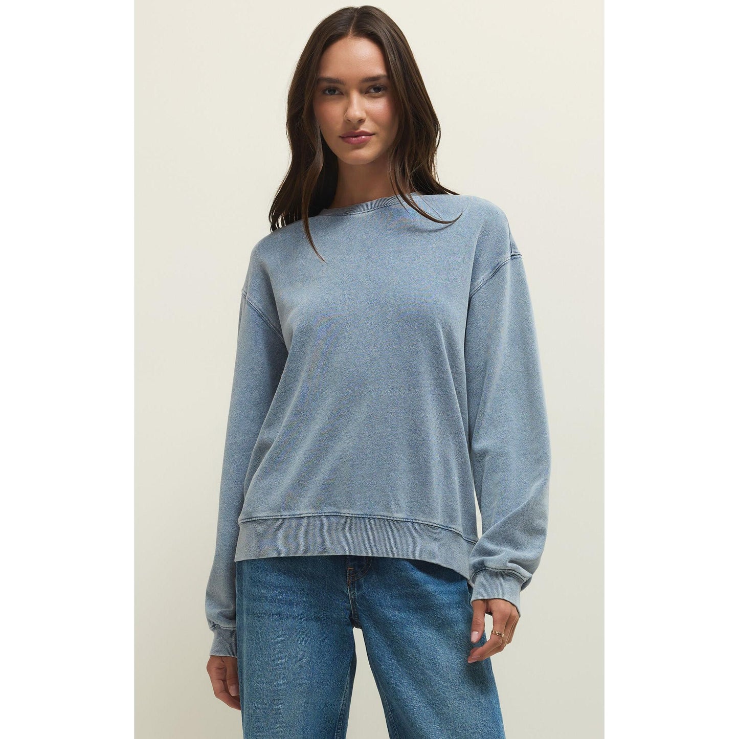BOYFRIEND DENIM SWEATSHIRT-LADIES LOUNGE & SLEEPWEAR-Z SUPPLY-JB Evans Fashions & Footwear