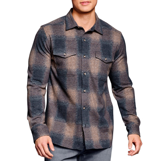 BRUSHED BOX PLAID BUTTON FRONT-MENS SHIRTS-JOHNSTON & MURPHY-JB Evans Fashions & Footwear