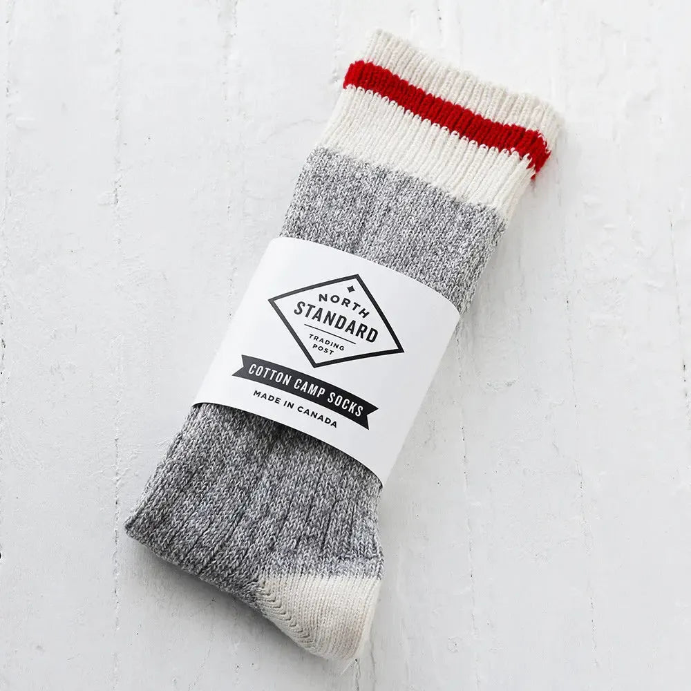 CAMP SOCKS-30954051-W5-9GREY RED-SOCKS-NORTH STANDARD TRADING POST-JB Evans Fashions & Footwear