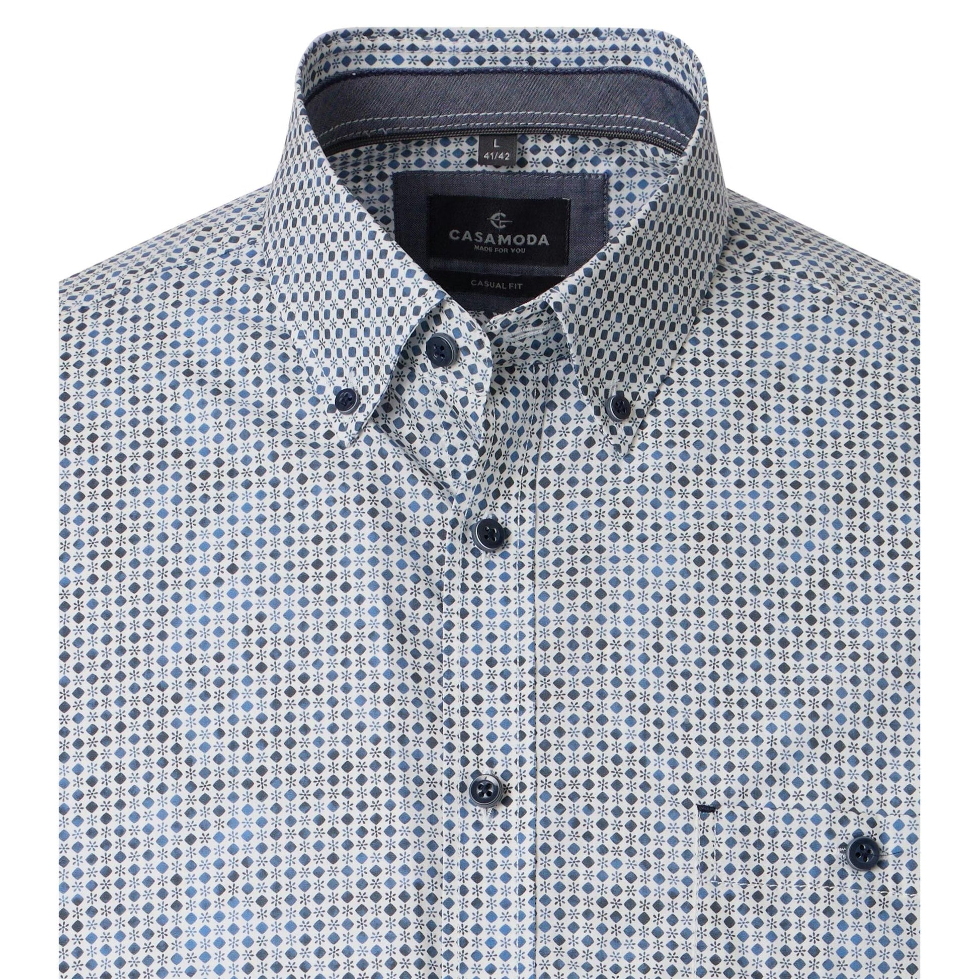 CASUAL FIT DIAMOND PRINT S/S B.D-MENS SHIRTS-CASA C MODA-JB Evans Fashions & Footwear