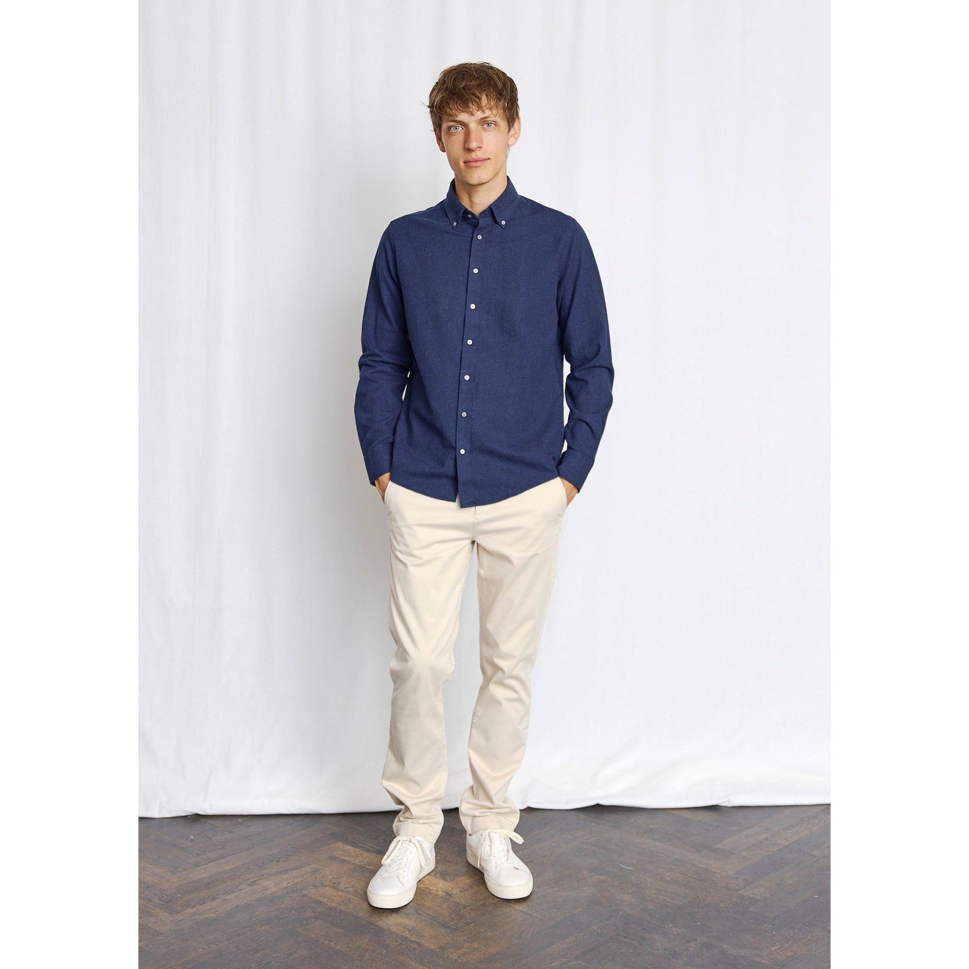 CASUAL MODERN FARUK MELANGE COTTON SHIRT-MENS SHIRTS-BRUUN STENGADE-JB Evans Fashions & Footwear