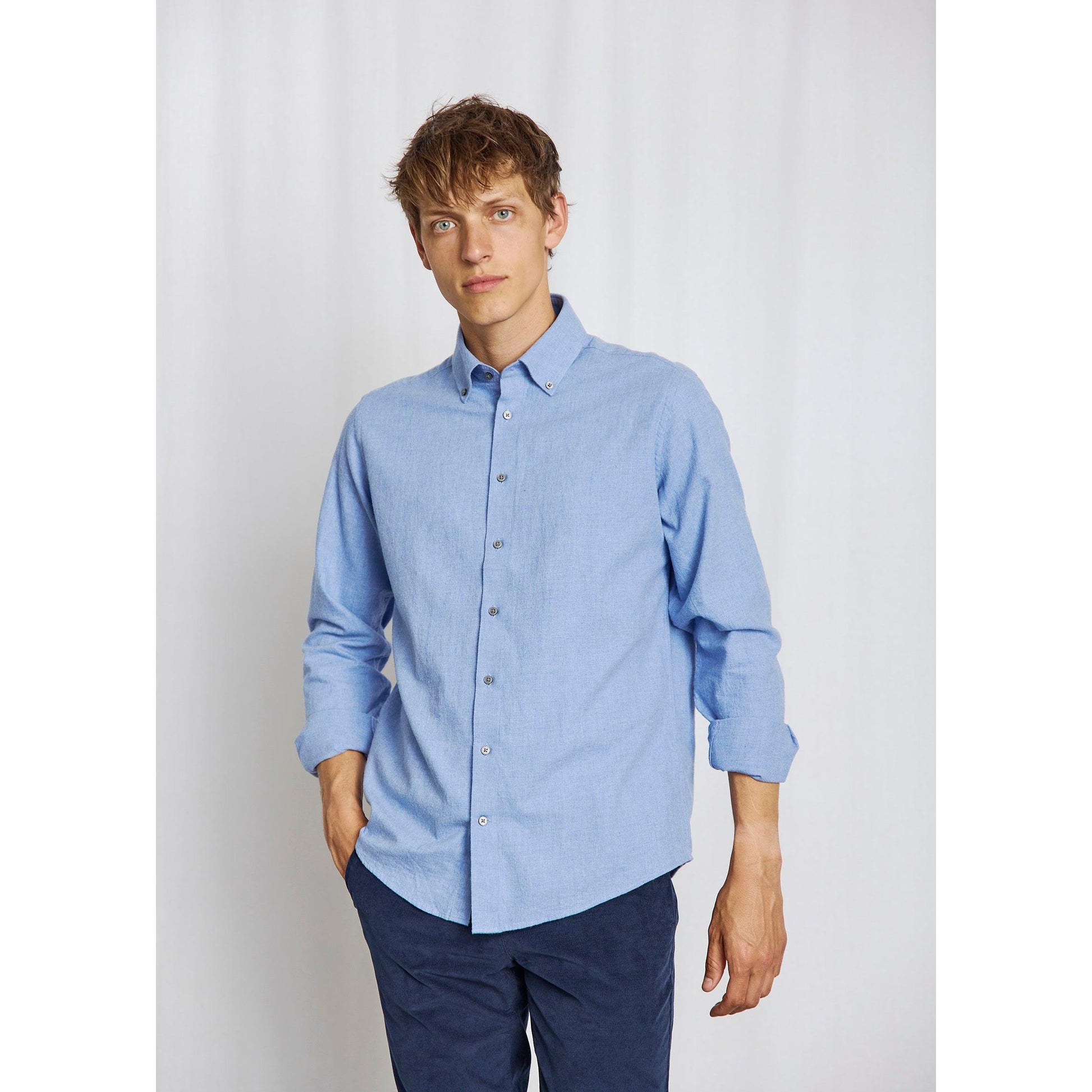 CASUAL MODERN FARUK MELANGE COTTON SHIRT-MENS SHIRTS-BRUUN STENGADE-JB Evans Fashions & Footwear