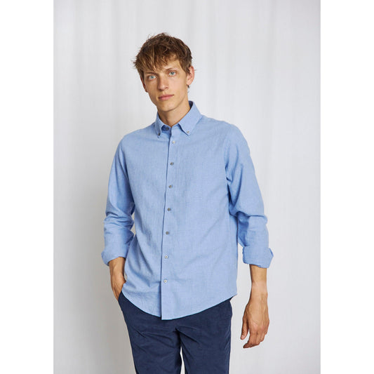CASUAL MODERN FARUK MELANGE COTTON SHIRT-MENS SHIRTS-BRUUN STENGADE-JB Evans Fashions & Footwear