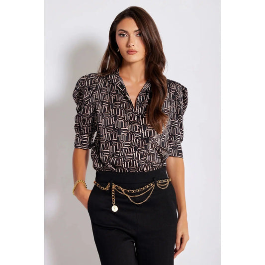 CATE RUCHED SLEEVE TOP-LADIES TOPS-BISHOP & YOUNG-JB Evans Fashions & Footwear