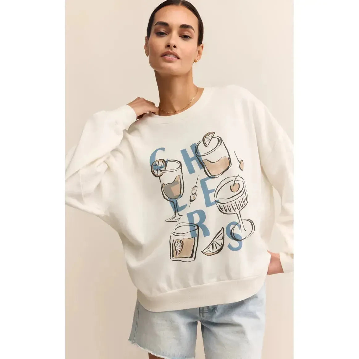CHEERS SUNDAY SWEATSHIRT-LADIES LOUNGE & SLEEPWEAR-Z SUPPLY-JB Evans Fashions & Footwear