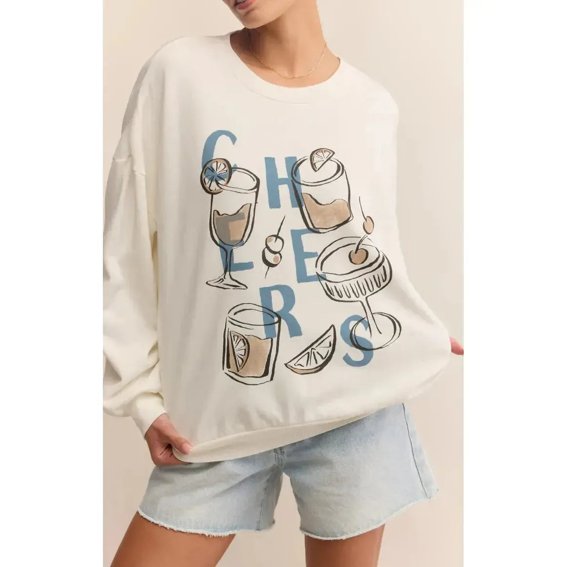 CHEERS SUNDAY SWEATSHIRT-LADIES LOUNGE & SLEEPWEAR-Z SUPPLY-JB Evans Fashions & Footwear