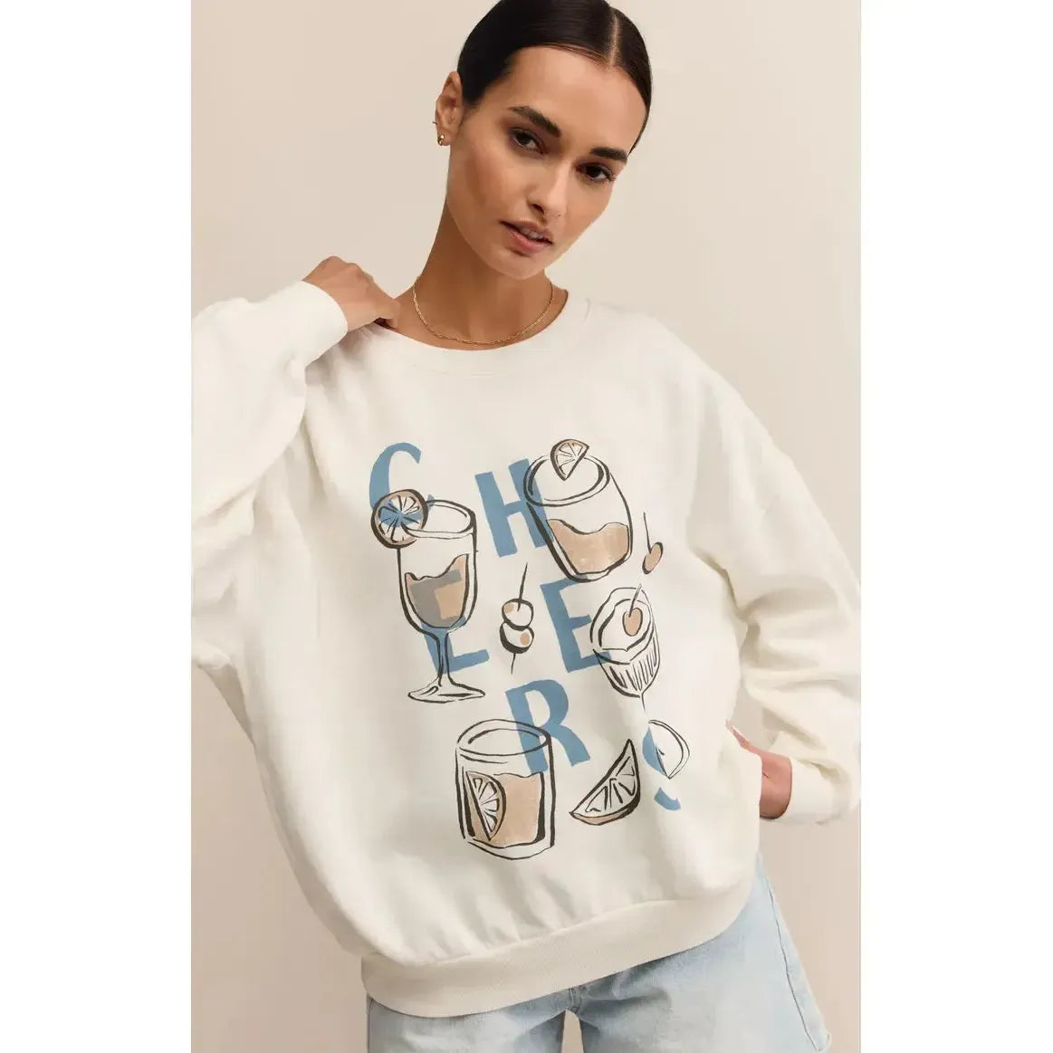 CHEERS SUNDAY SWEATSHIRT-LADIES LOUNGE & SLEEPWEAR-Z SUPPLY-JB Evans Fashions & Footwear