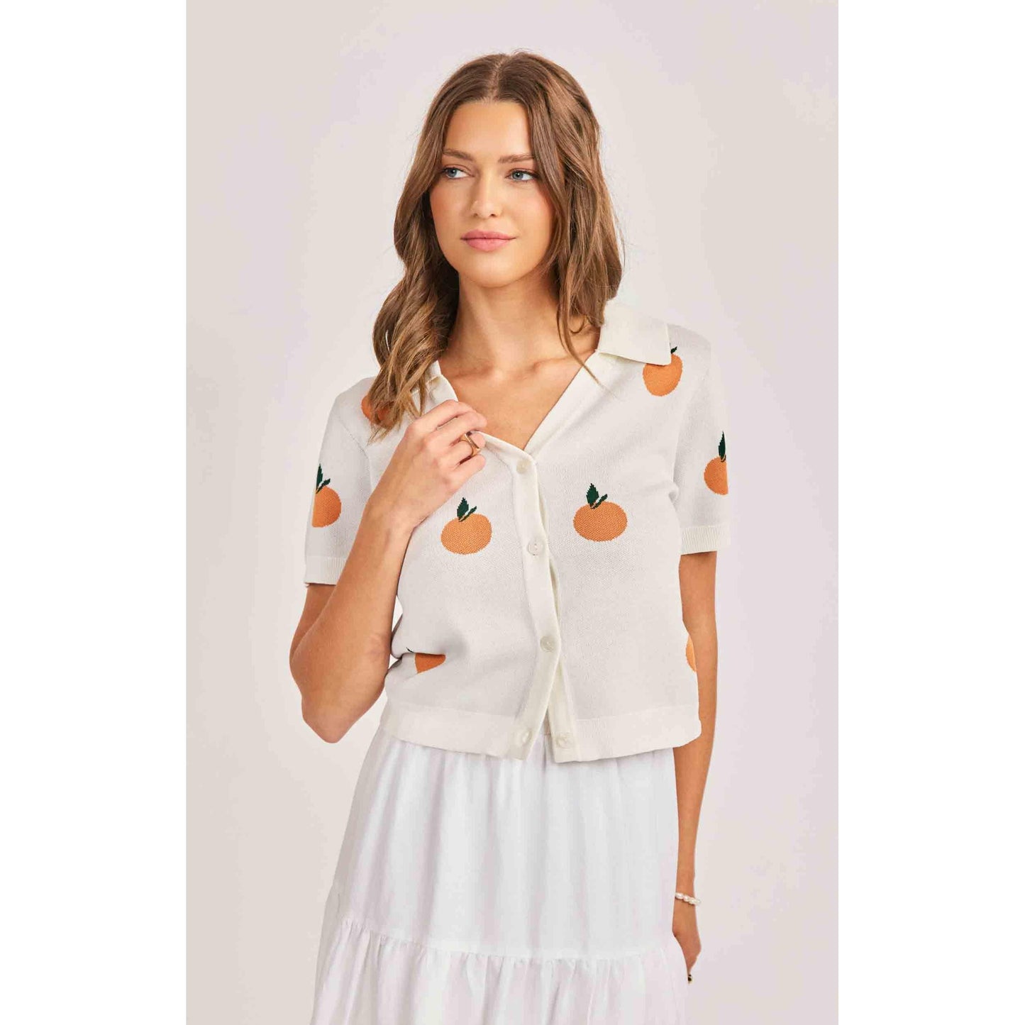 CITRON EMBROIDERED ORANGE KNIT SHIRT-LADIES TOPS-SADIE & SAGE-JB Evans Fashions & Footwear
