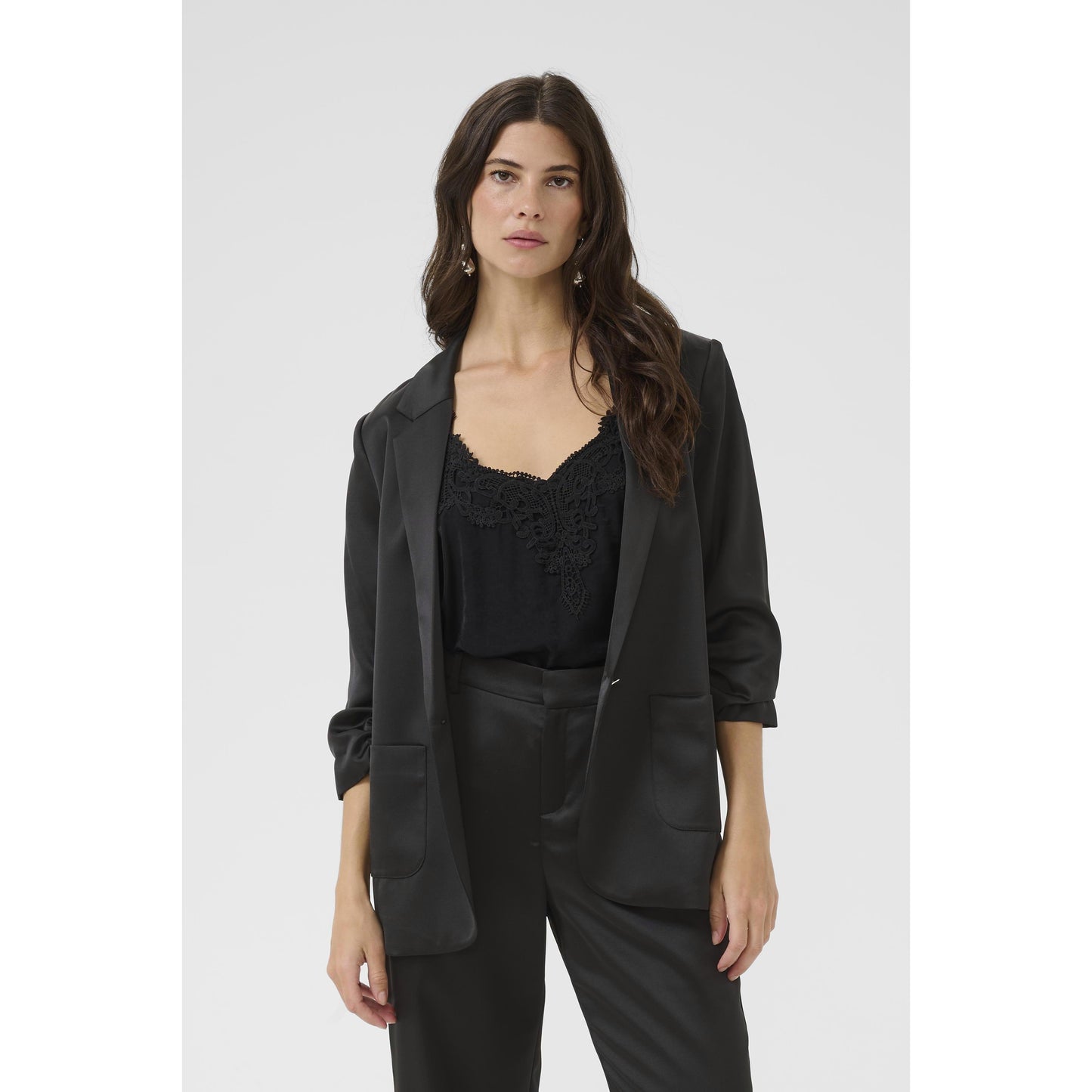 COCAMIA 3/4 SL SATEEN BLAZER-LADIES BLAZERS-CREAM-JB Evans Fashions & Footwear