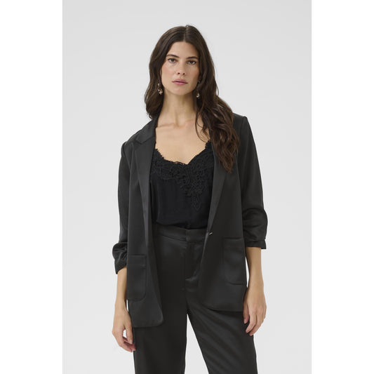 COCAMIA 3/4 SL SATEEN BLAZER-LADIES BLAZERS-CREAM-JB Evans Fashions & Footwear