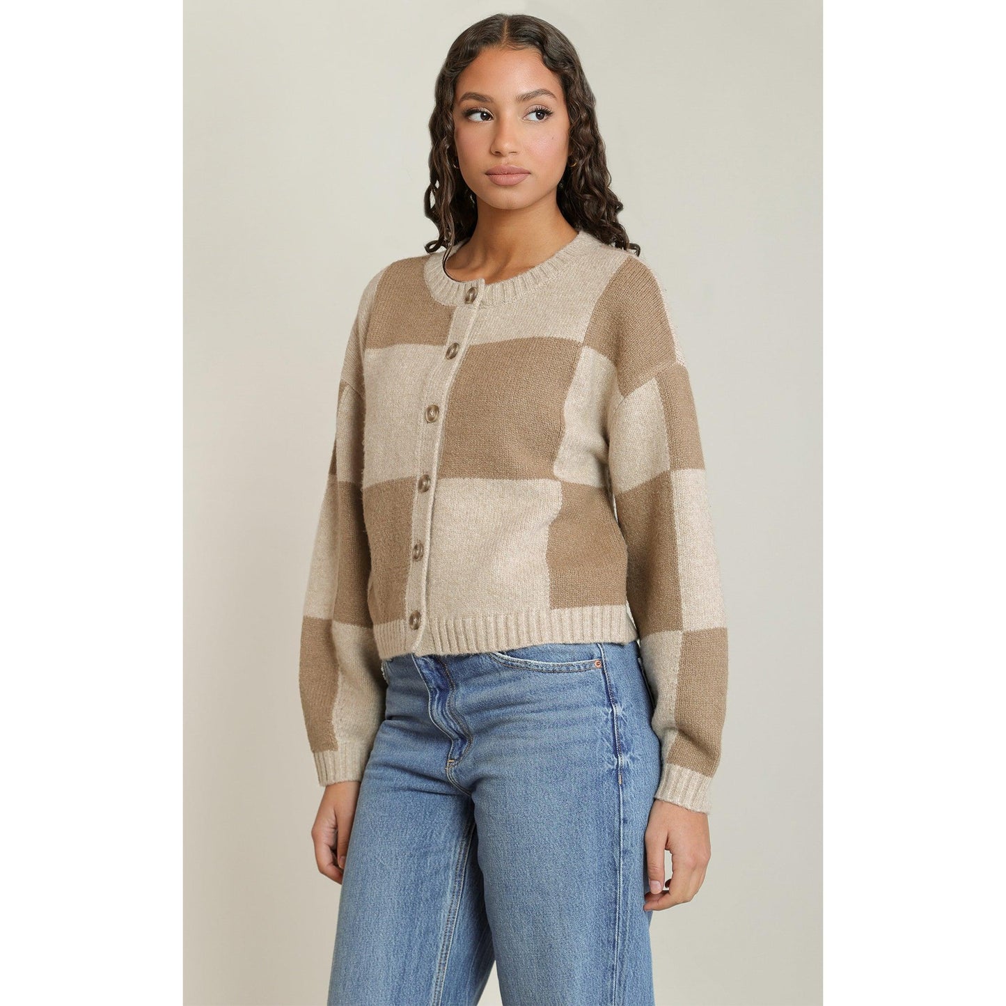COLOURBLOCK CARDIGAN-LADIES SWEATERS & KNITS-DEX-JB Evans Fashions & Footwear
