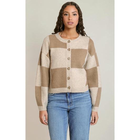 COLOURBLOCK CARDIGAN-LADIES SWEATERS & KNITS-DEX-JB Evans Fashions & Footwear