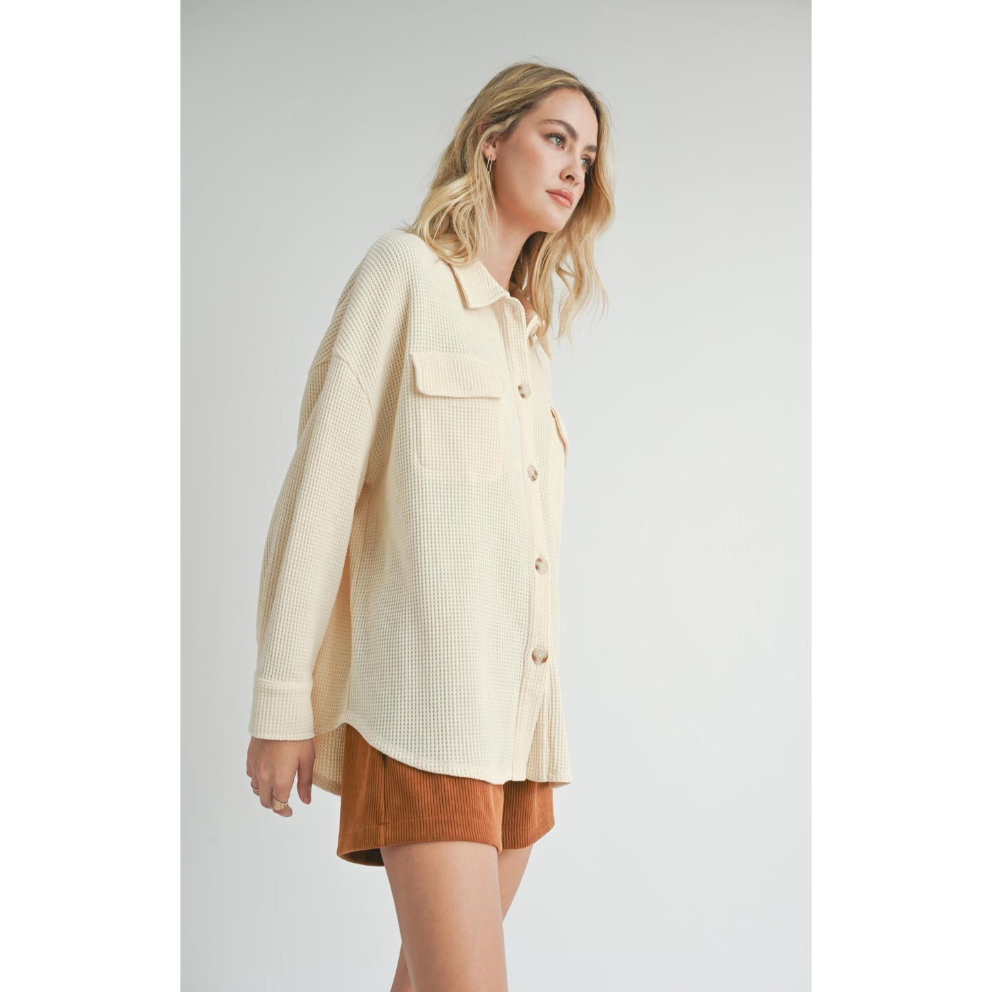 COMFY WAFFLE KNIT SHACKET-LADIES LIGHTWEIGHT COATS & JACKETS-SADIE & SAGE-JB Evans Fashions & Footwear