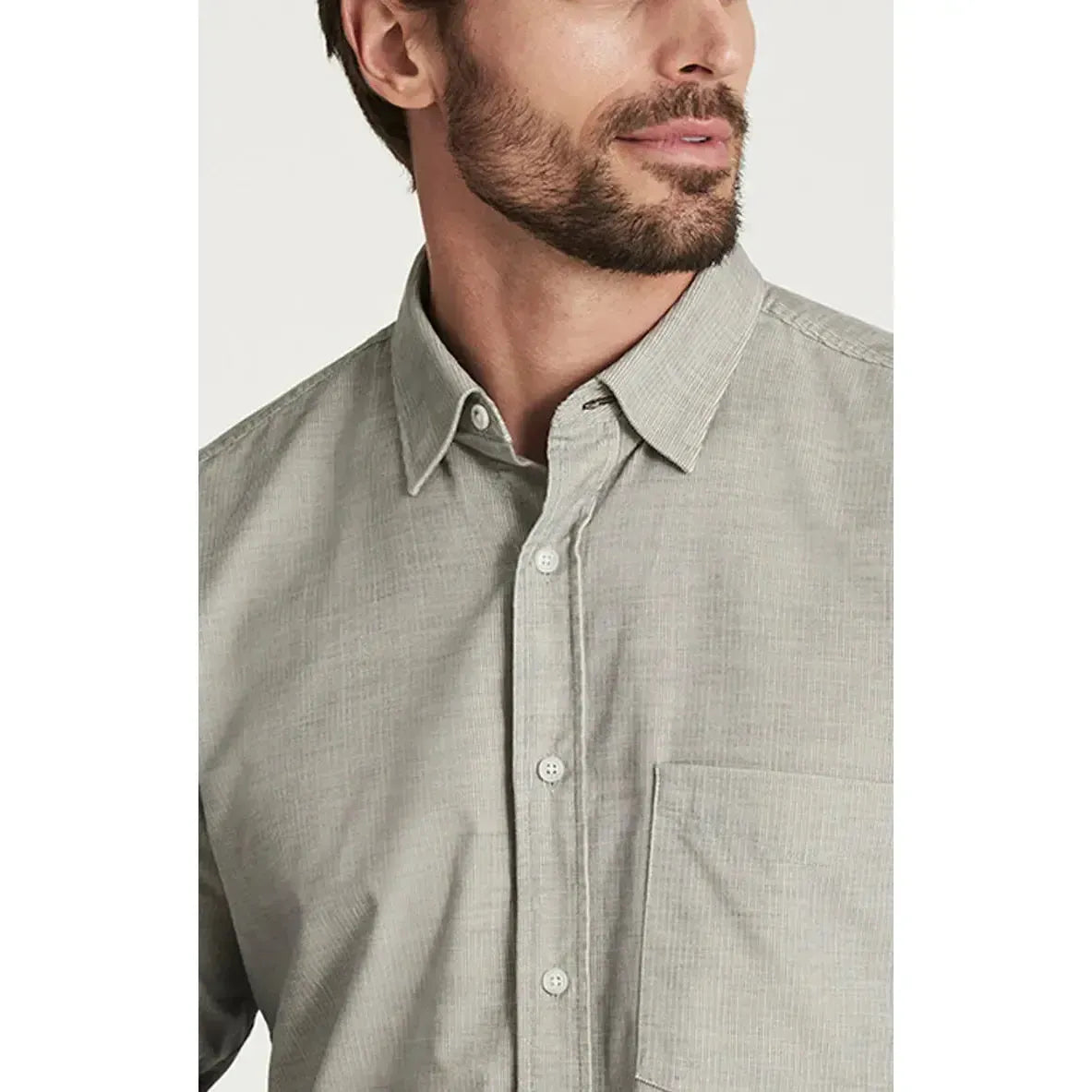 CORDUROY SHIRT GREY-MENS SHIRTS-34 HERITAGE-JB Evans Fashions & Footwear