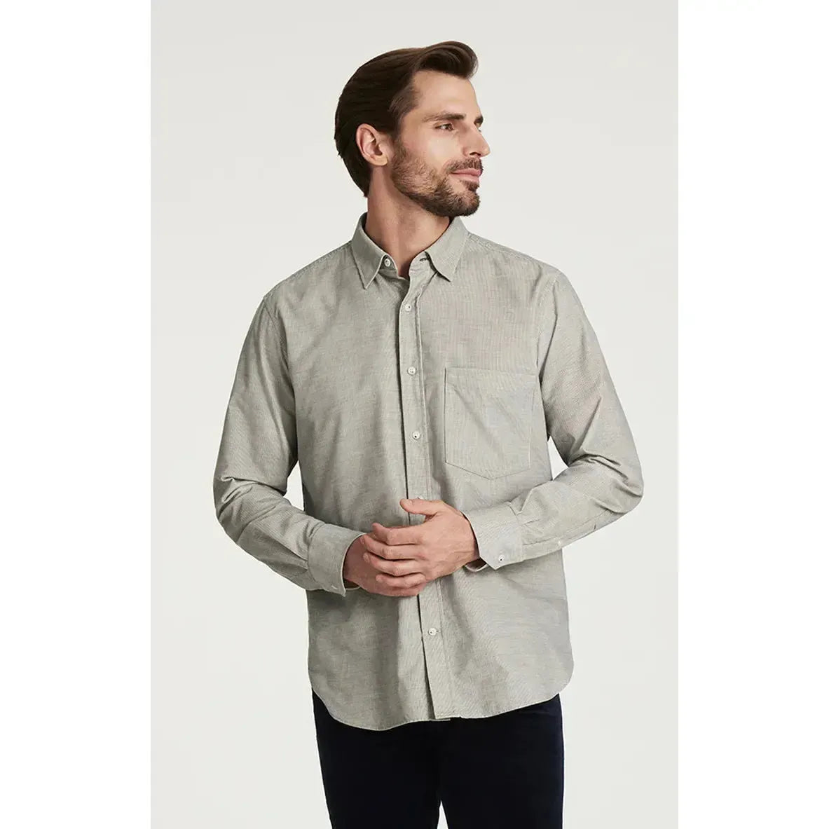 CORDUROY SHIRT GREY-MENS SHIRTS-34 HERITAGE-JB Evans Fashions & Footwear