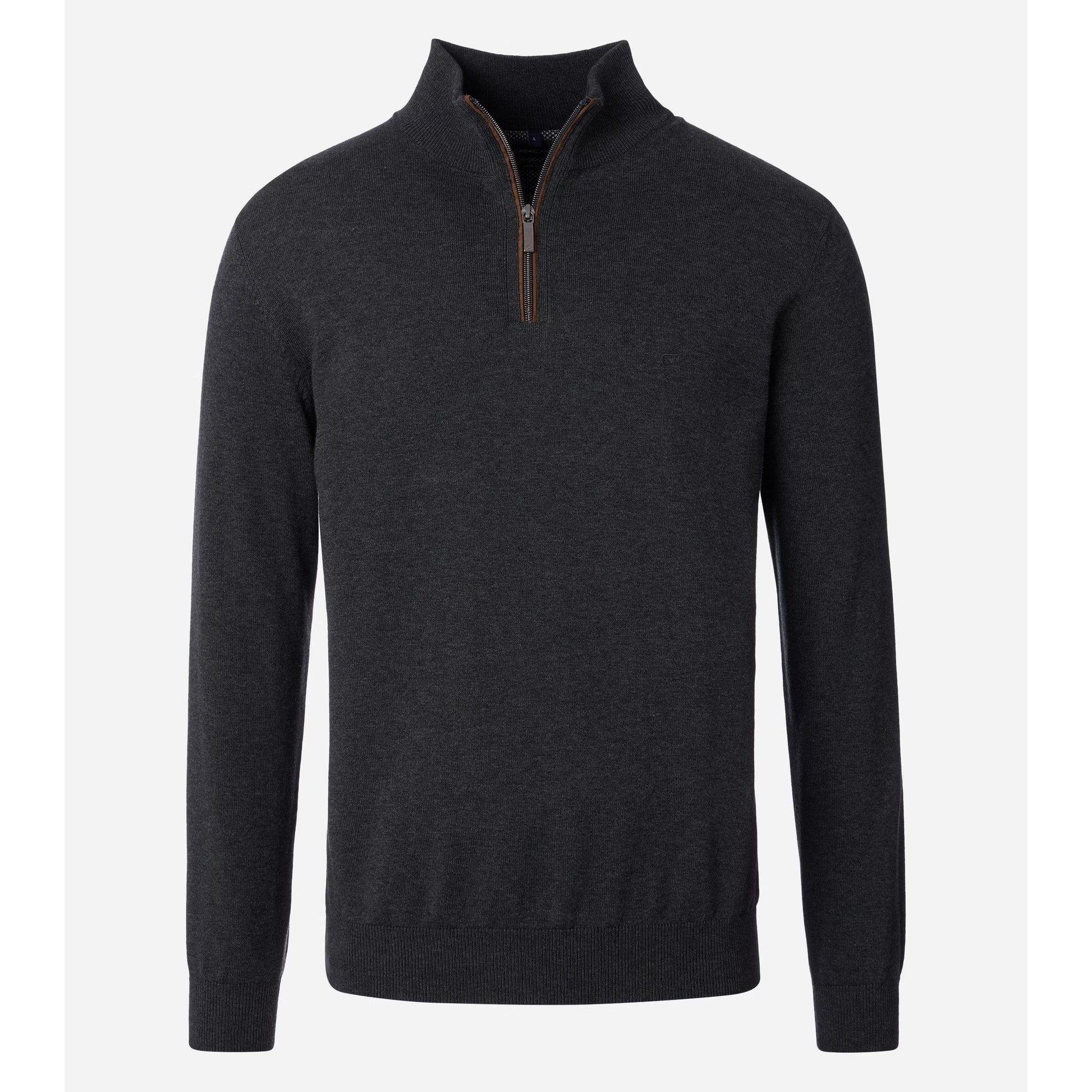 COTTON CASH 1/4 ZIP WITH TRIM-MENS SWEATERS & KNITS-CASA C MODA-JB Evans Fashions & Footwear