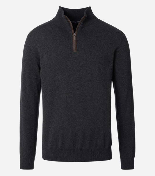 COTTON CASH 1/4 ZIP WITH TRIM-MENS SWEATERS & KNITS-CASA C MODA-JB Evans Fashions & Footwear
