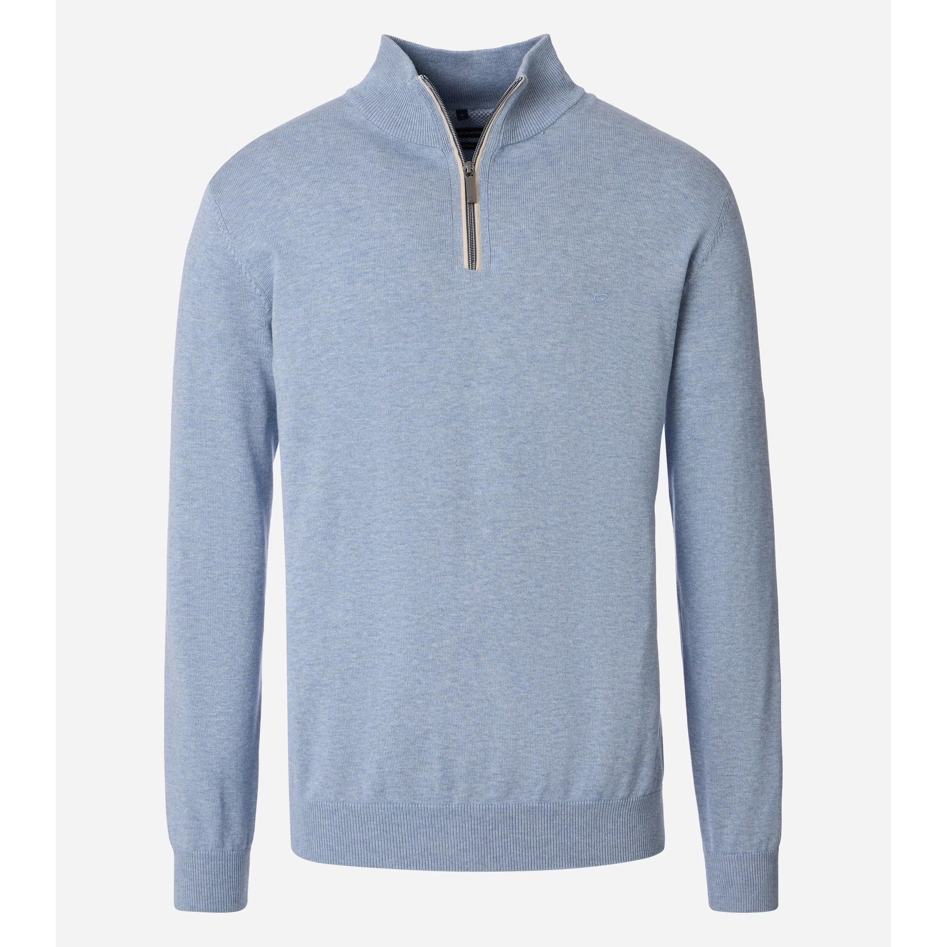 COTTON CASH 1/4 ZIP WITH TRIM-MENS SWEATERS & KNITS-CASA C MODA-JB Evans Fashions & Footwear