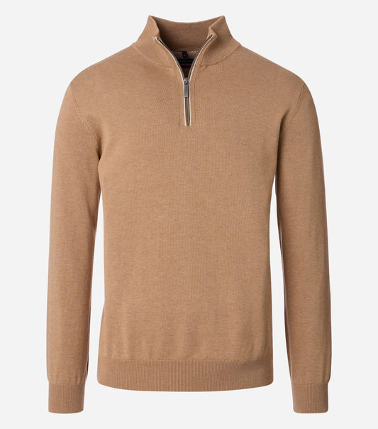 COTTON CASH 1/4 ZIP WITH TRIM-MENS SWEATERS & KNITS-CASA C MODA-JB Evans Fashions & Footwear