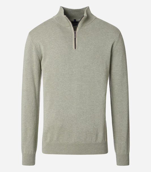 COTTON CASH 1/4 ZIP WITH TRIM-MENS SWEATERS & KNITS-CASA C MODA-JB Evans Fashions & Footwear