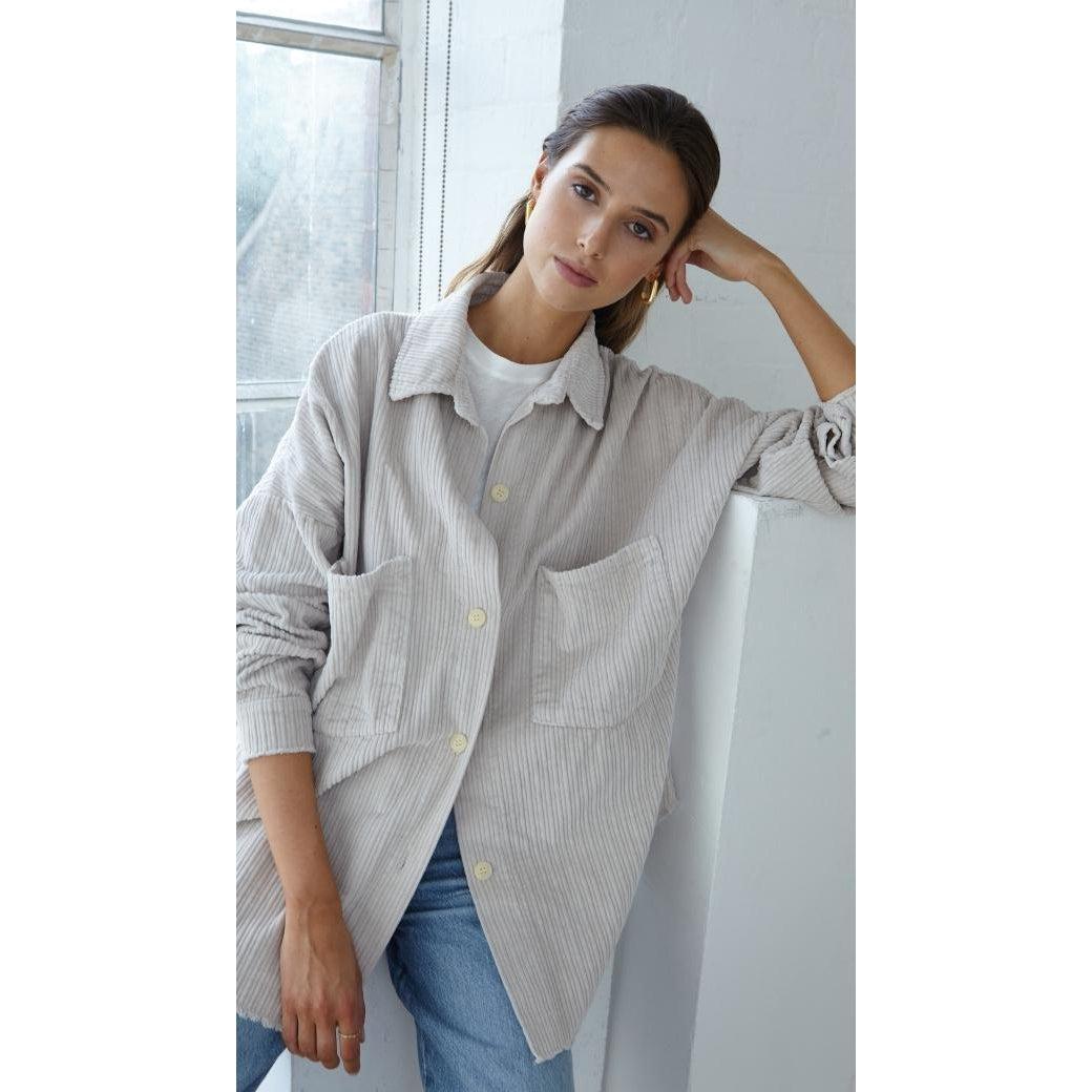 DELPHINE SOFT CORD OVERSHIRT-4352-2288996-CLY-O/SCLAY-LADIES LIGHTWEIGHT COATS & JACKETS-CHARLI-JB Evans Fashions & Footwear