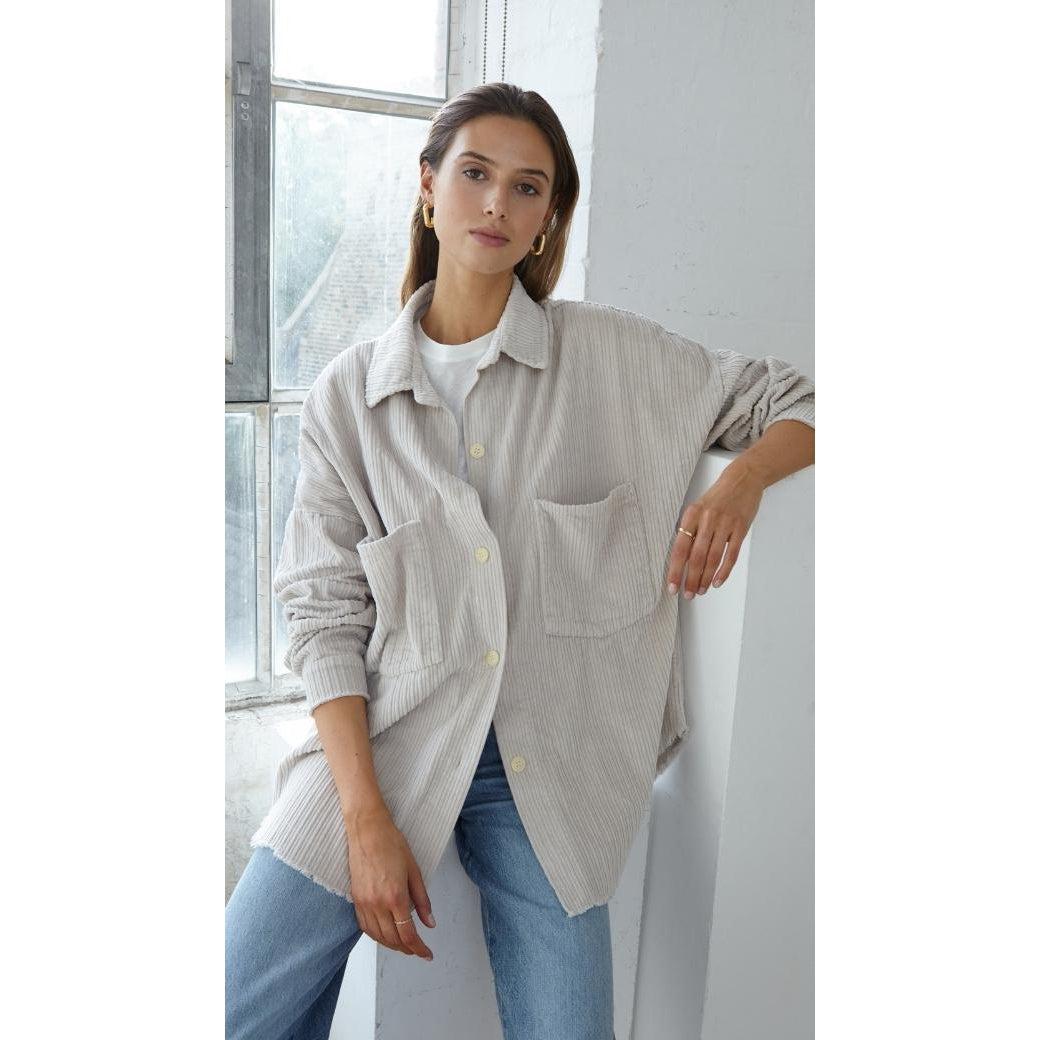 DELPHINE SOFT CORD OVERSHIRT-4352-2288996-CLY-O/SCLAY-LADIES LIGHTWEIGHT COATS & JACKETS-CHARLI-JB Evans Fashions & Footwear