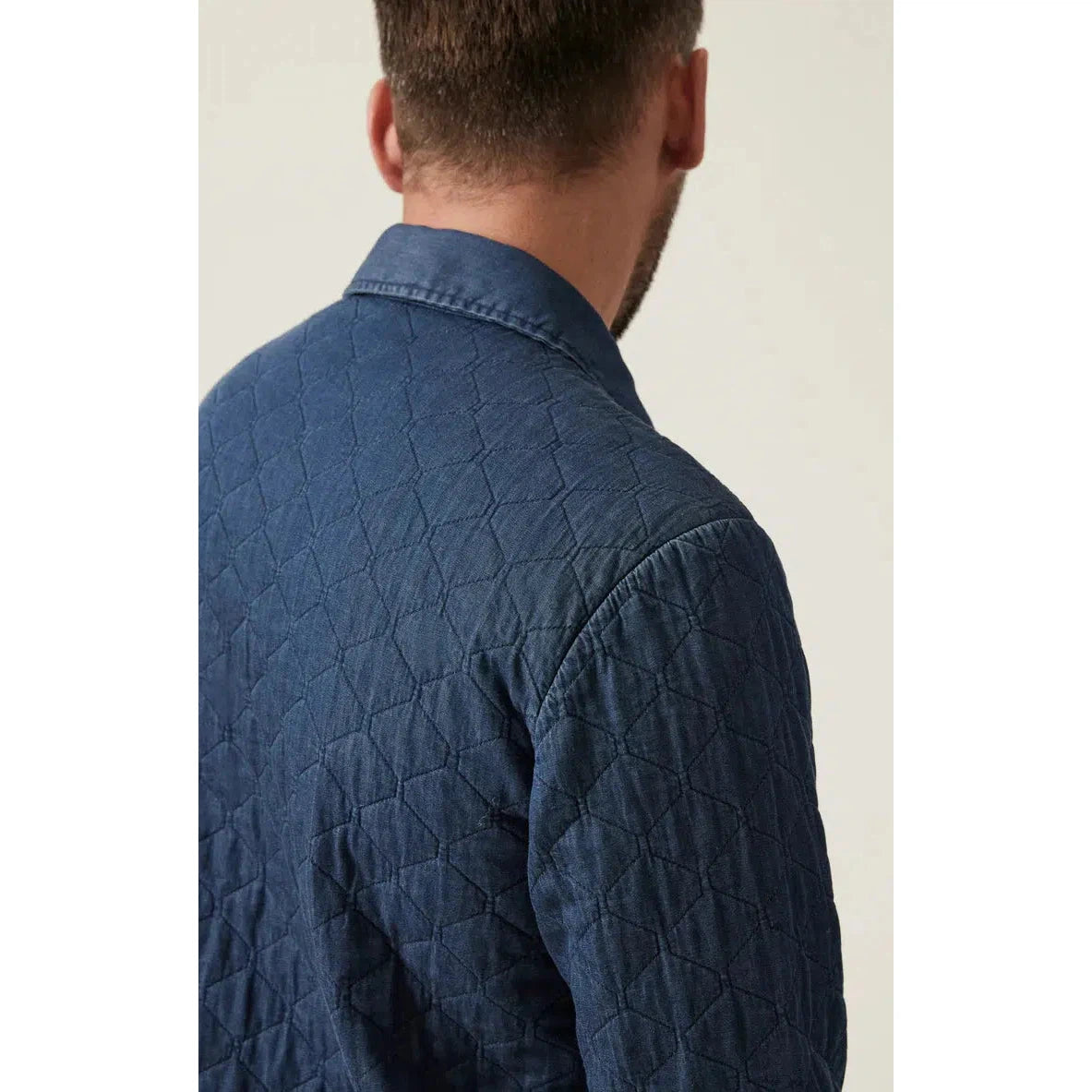 DENIM QUILTED OVERSHIRT INDIGO-MENS SHIRTS-34 HERITAGE-JB Evans Fashions & Footwear