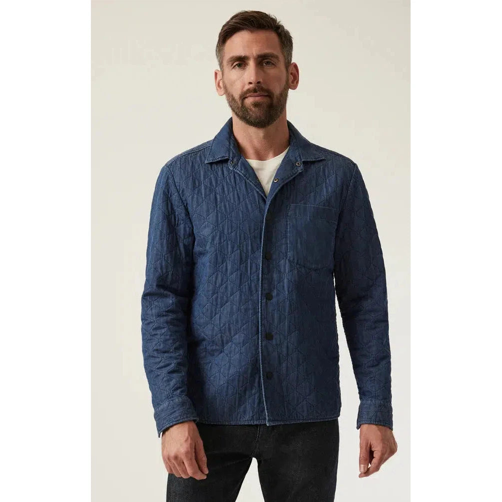 DENIM QUILTED OVERSHIRT INDIGO-MENS SHIRTS-34 HERITAGE-JB Evans Fashions & Footwear