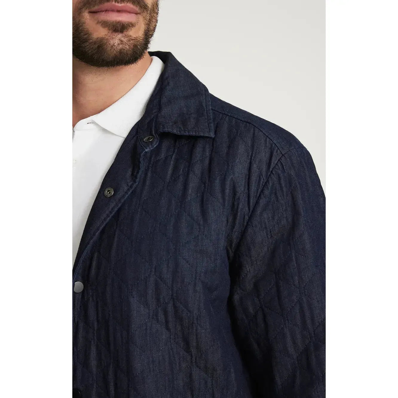 DENIM QUILTED OVERSHIRT RINSE-MENS LIGHTWEIGHT COATS & JACKETS-34 HERITAGE-JB Evans Fashions & Footwear
