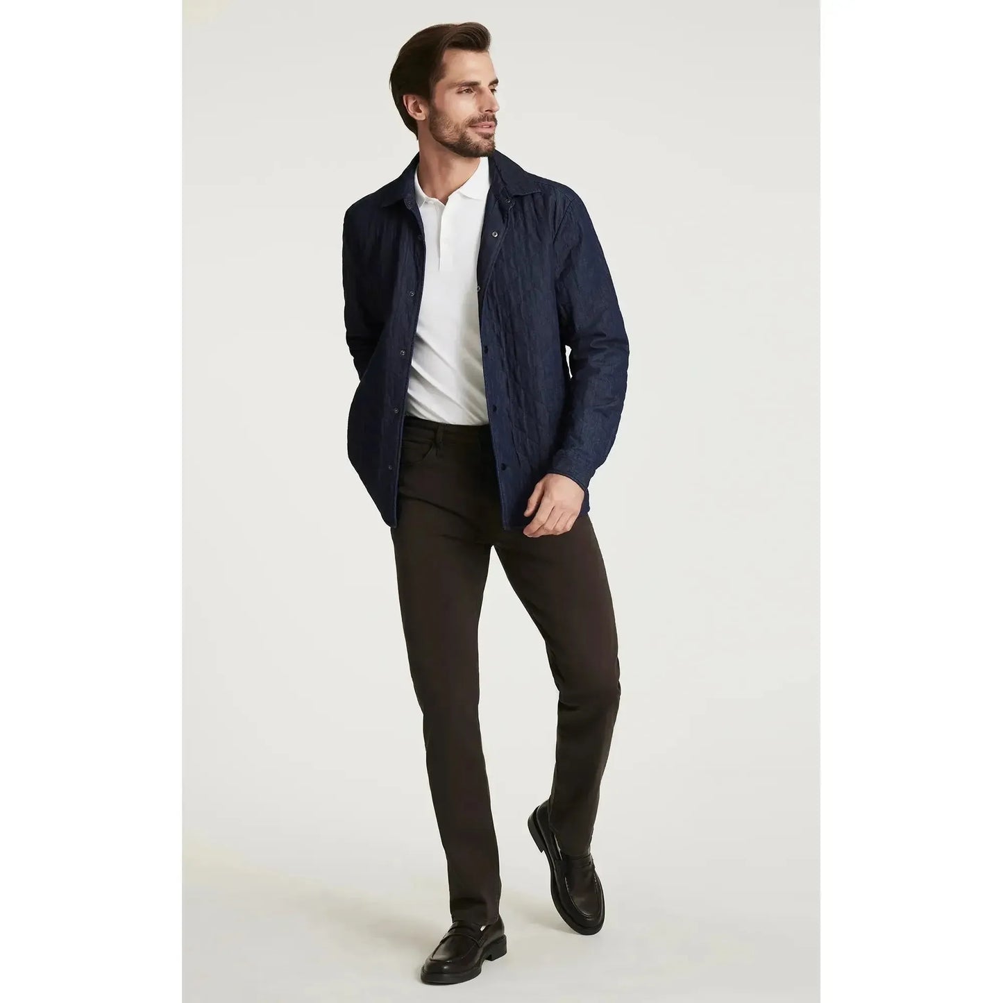 DENIM QUILTED OVERSHIRT RINSE-MENS LIGHTWEIGHT COATS & JACKETS-34 HERITAGE-JB Evans Fashions & Footwear