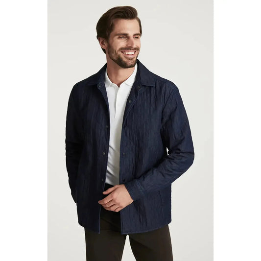 DENIM QUILTED OVERSHIRT RINSE-MENS LIGHTWEIGHT COATS & JACKETS-34 HERITAGE-JB Evans Fashions & Footwear