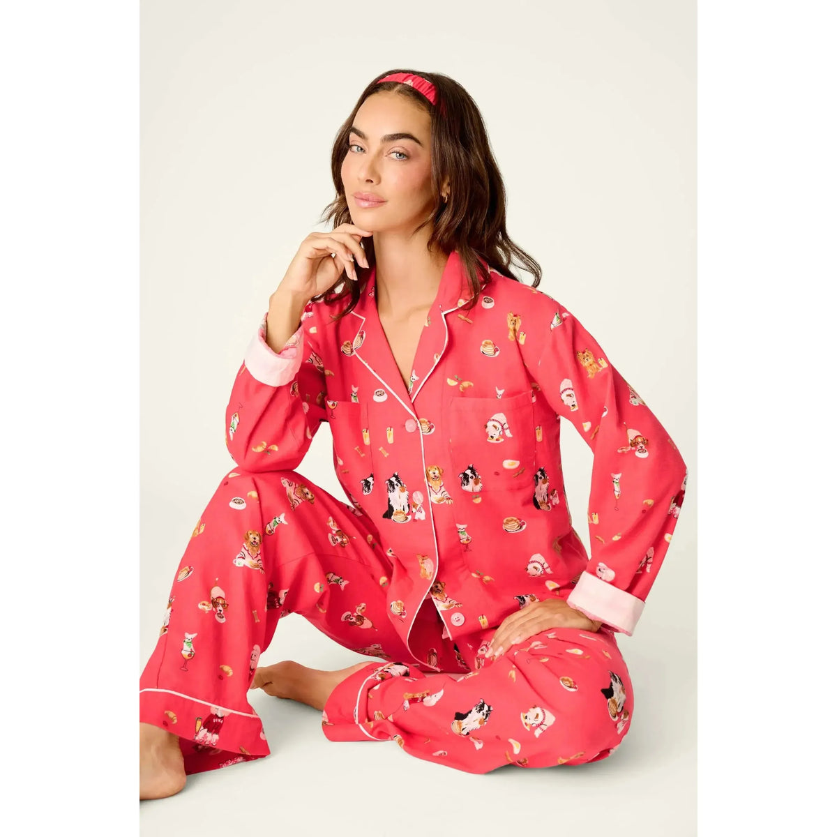 DOGS WHO BRUNCH HERITAGE FLANNEL PJ SET-LADIES LOUNGE & SLEEPWEAR-PJ SALVAGE-JB Evans Fashions & Footwear