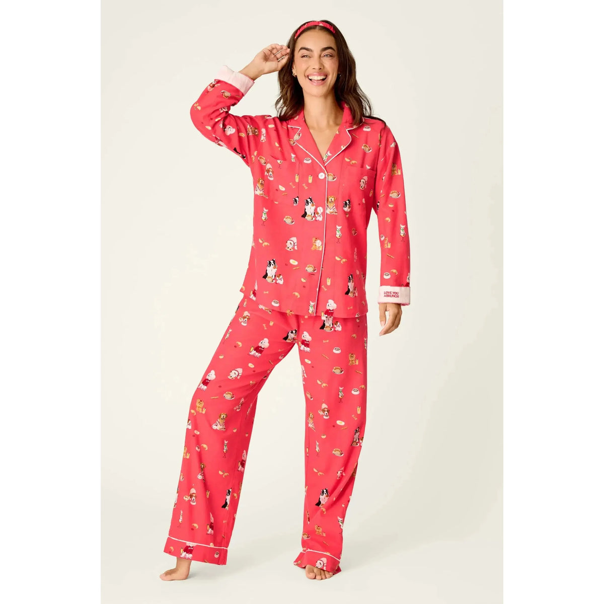 DOGS WHO BRUNCH HERITAGE FLANNEL PJ SET-LADIES LOUNGE & SLEEPWEAR-PJ SALVAGE-JB Evans Fashions & Footwear